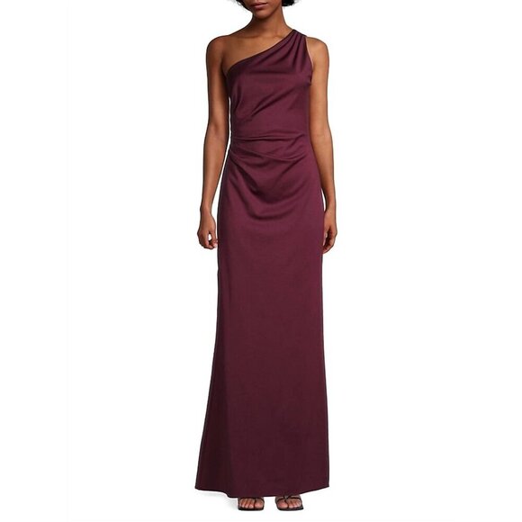 NWT SACHIN + BABI Cece Gown in Deep Wine One-Shoulder Maxi Dress Long Column 8 - Picture 2 of 14